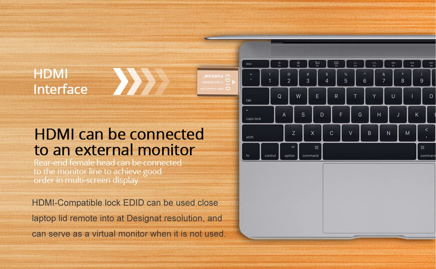 FUERAN HDMI Pass-Through EDID Emulator for use with Video splitters, Switches and Extenders (fit-Headless) 1920X1080@59hz