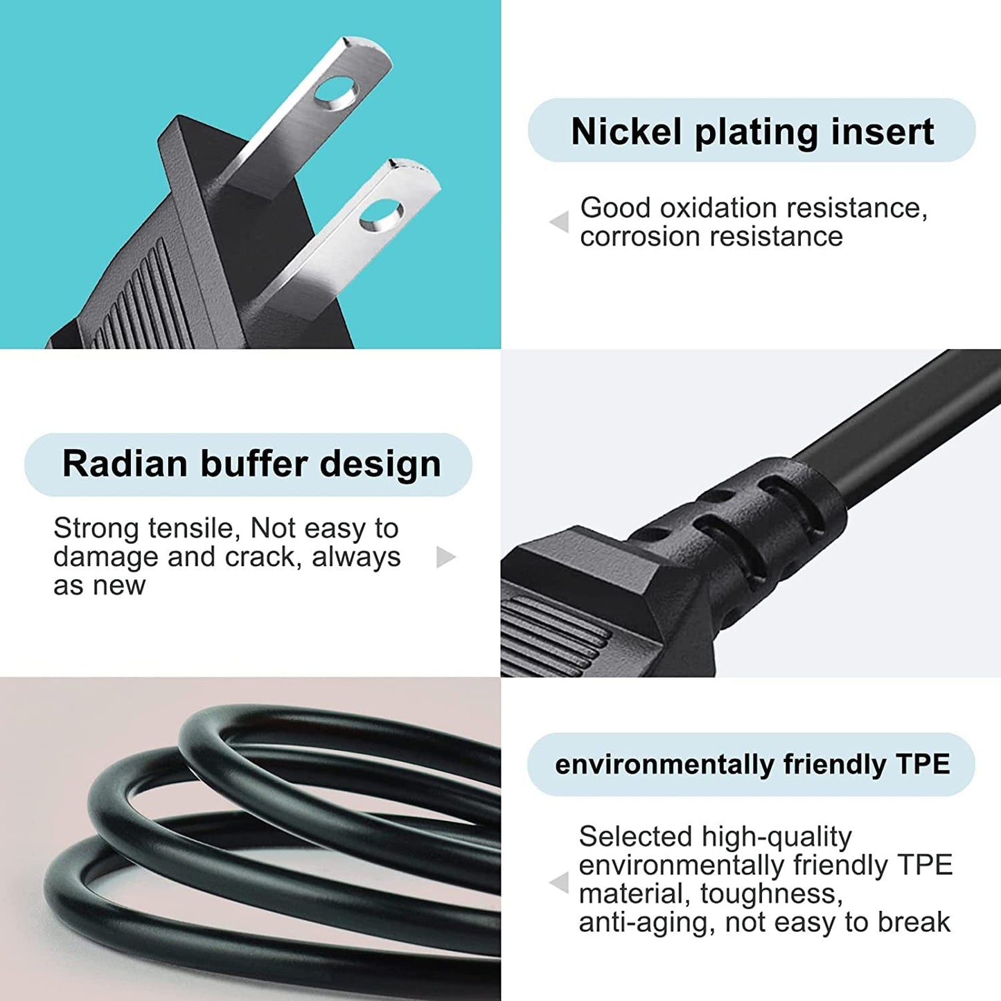 AC Power Supply Cord Plug Compatible with Cooluli Mini Fridge,Philips Respironics,Canon Printers. Marshall Stanmore Kilburn II Woburn Acton 2…
