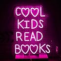 Cool Kids Read Books Neon Sign Dimmable USB Powered Classroom Neon Light for Wall Decor Pink Led Read Books Light Up Sign for Kids Room Reading Room