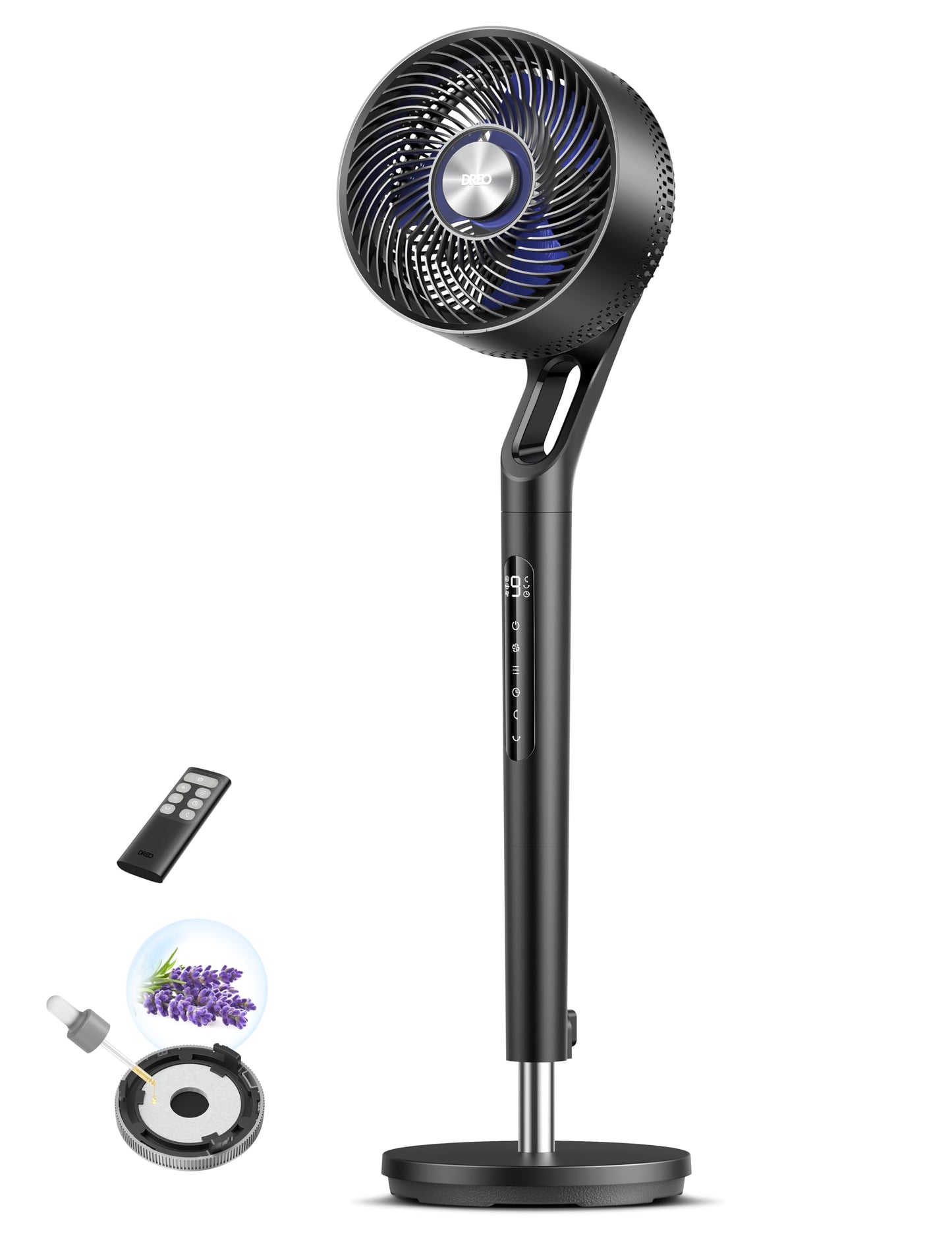 DREO Fan for Bedroom, 2026 New model,120°+100° Omni-Directional Oscillating Fan, 96ft, DC Motor, 20 dB Quiet Standing Pedestal Fans, 9 Speeds, 3