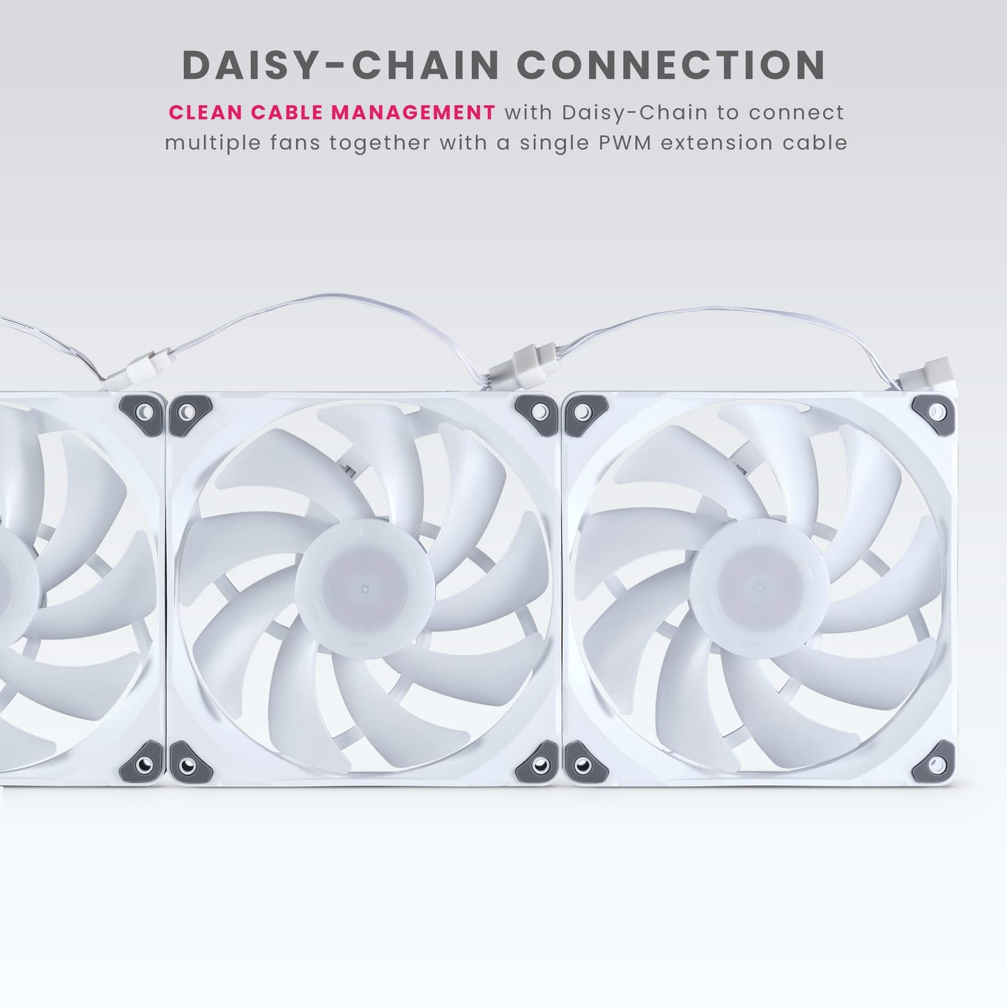 Phanteks (PH-F140SK_DRGB_PWM_WT01_3P) SK140 DRGB PWM Fan 3Pack - 3X 140mm Fan, high Airflow Nine-Blade Design, DRGB Lighting, Rubber dampening washers