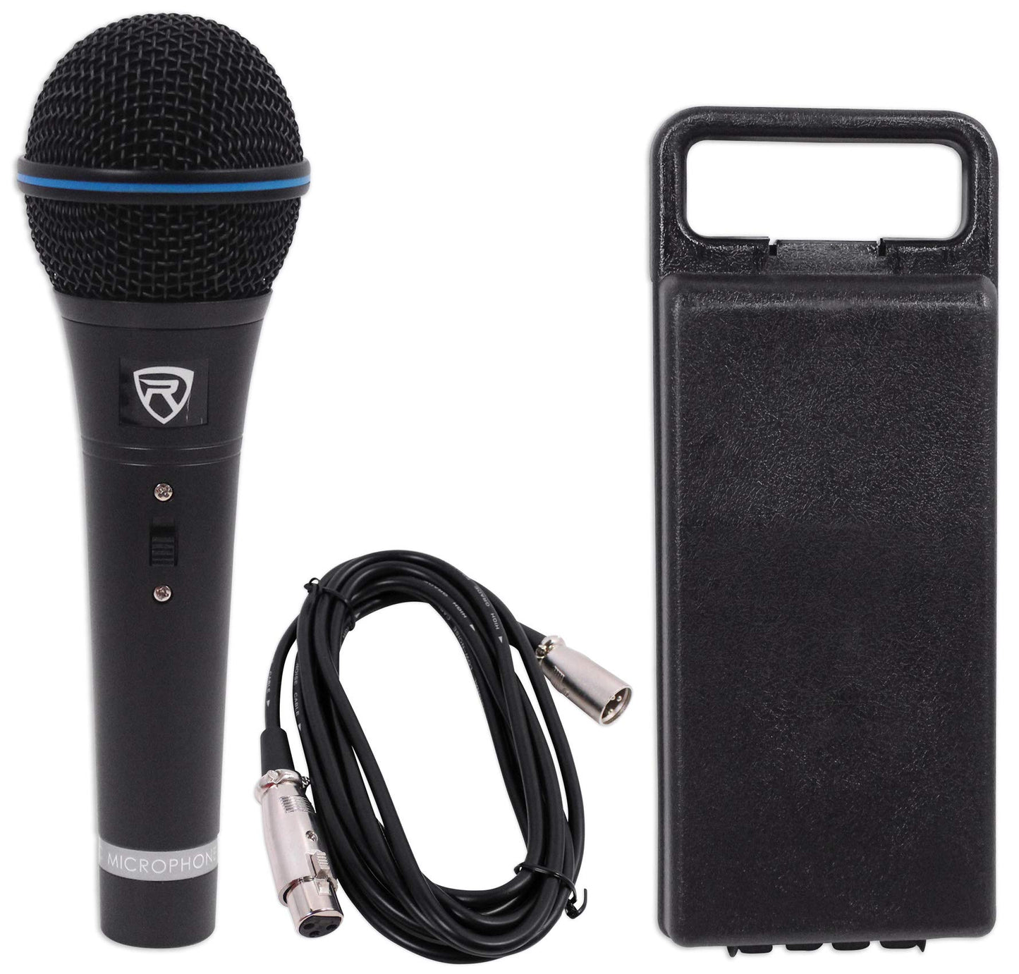 Rockville RMM-XLR Super Cardioid Dynamic Microphone, 600 Ohm, Metal Body, On/Off Switch, 10ft XLR Cable, Black Finish, for Live Performances and