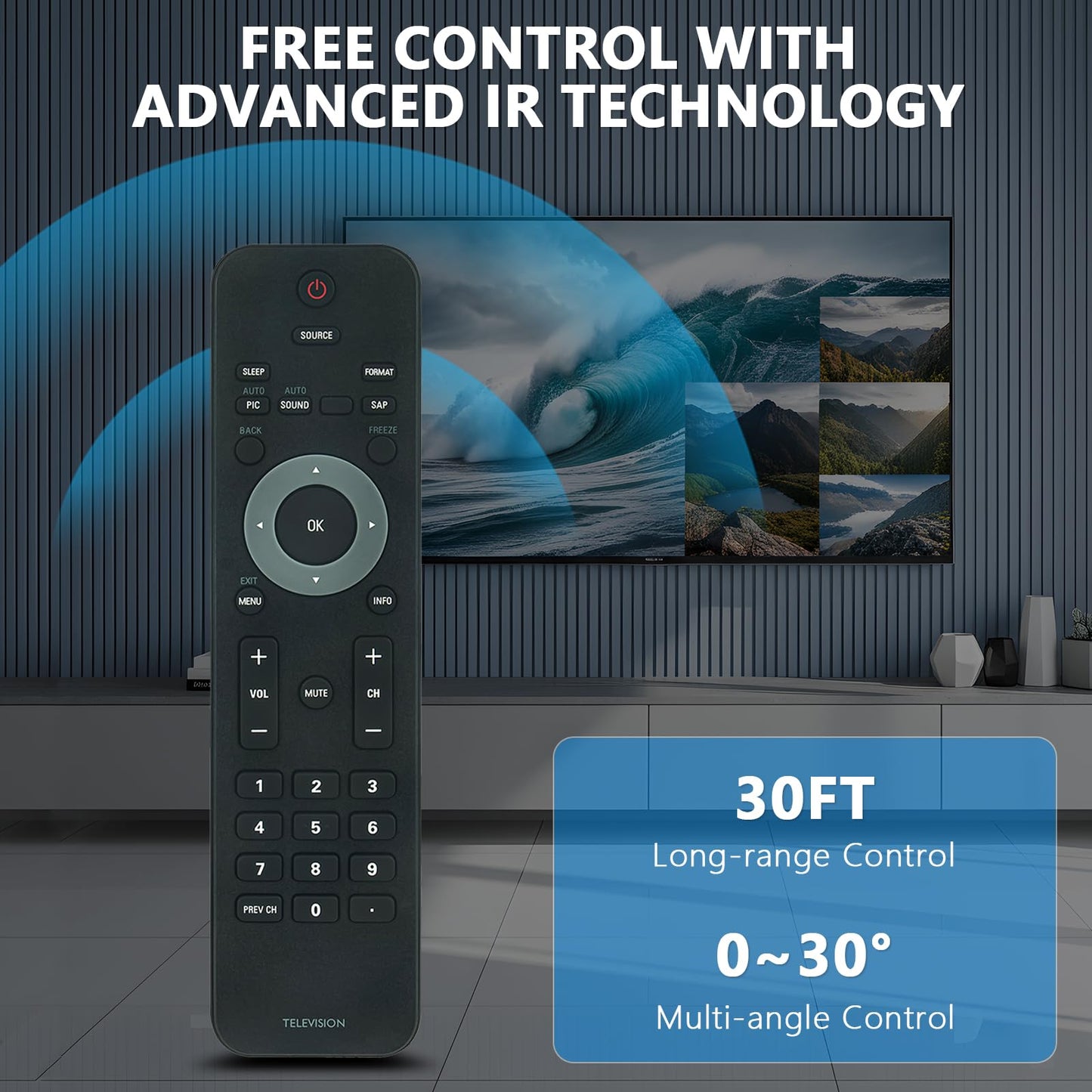 Beyution New TV Remote for Philips TV 32PFL3504D/F7 19PFL3504D 32PFL3514D 22PFL3504 32PFL3504D/F7 19PFL3504D/F7 42PFL3704D/F7 22PFL3504D/F7