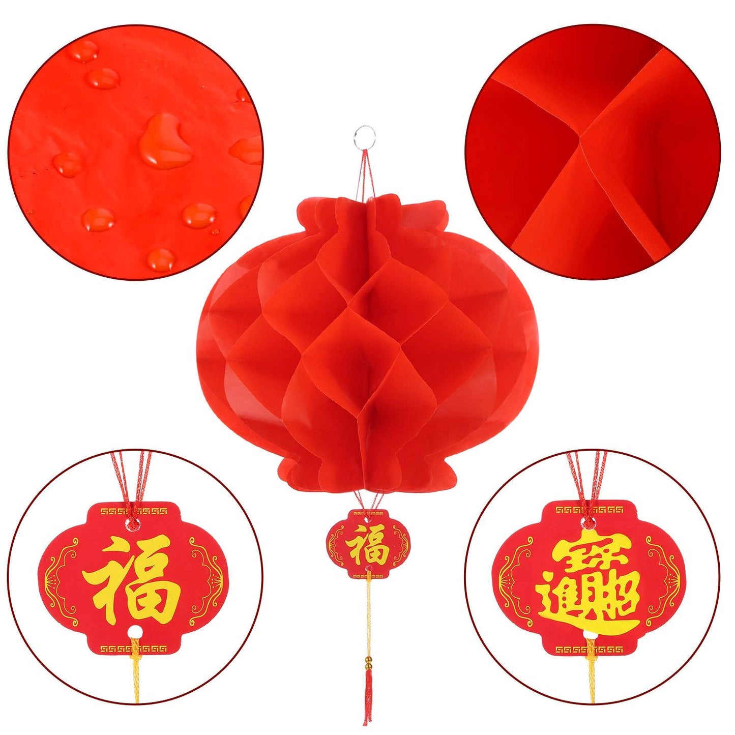 ASIAN HOME Red Paper Lantern Hanging Lanterns for Chinese Spring Festival, Wedding, Celebration, Lantern Festival Festive Decoration (12 INCH) (10