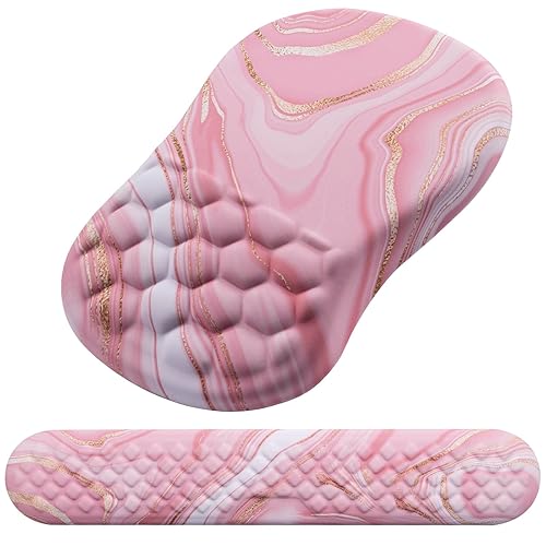 Mouse Pad Wrist Support, Laokiiy 2 in1 Keyboard Wrist Rest+ Ergonomic Mouse Pad, Non-Slip Wrist Rest for Computer Keyboard, Made Easy Typing & Relieve