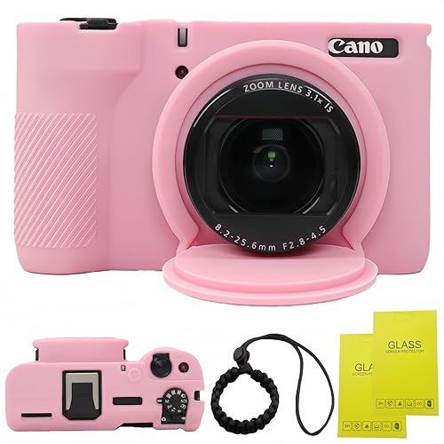 SZHSYJY V1 Case,Camera Case for Canon PowerShot V1 Digital Camera - Soft Silicone Protective Case with Removable Lens Cover, Includes 2 Screen