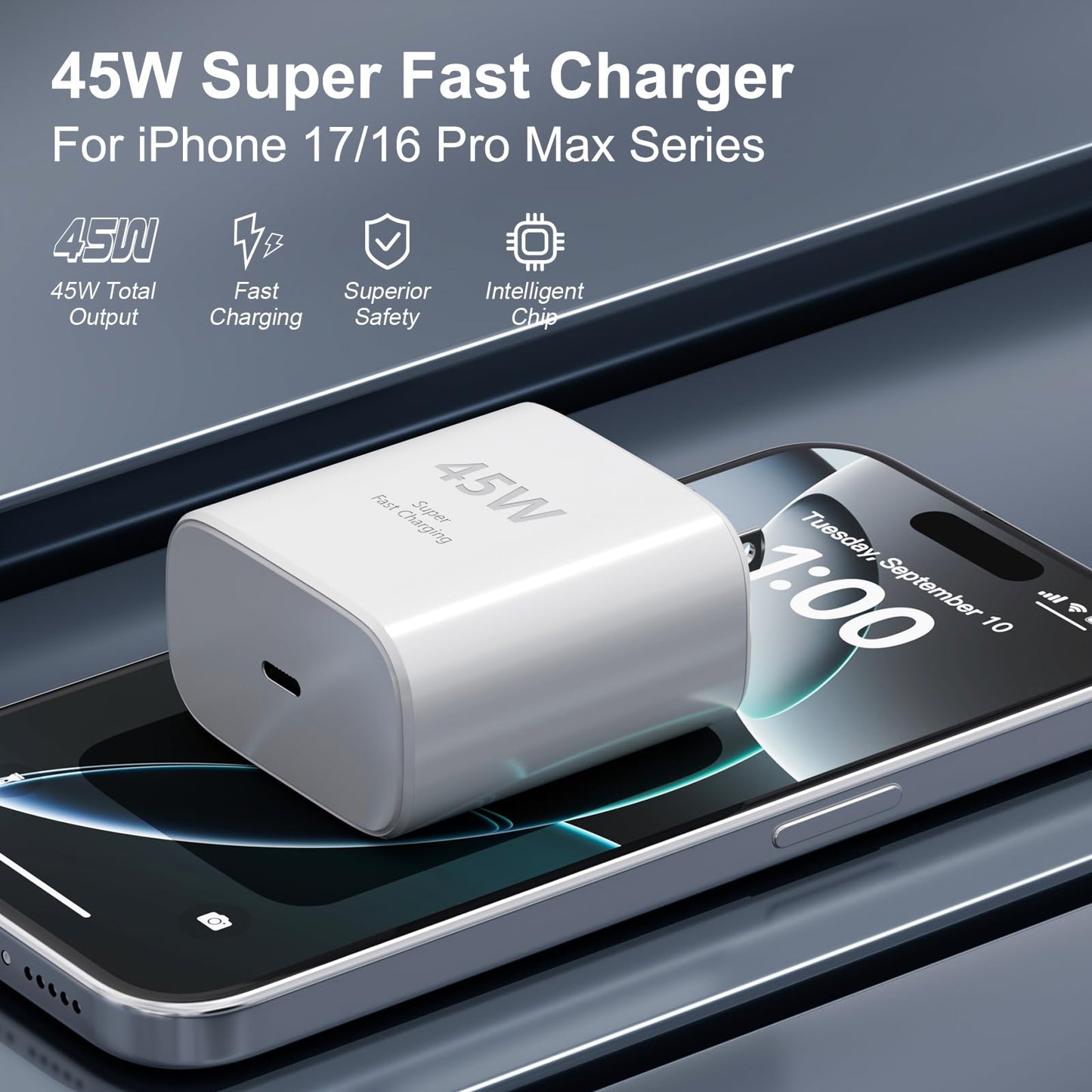 for i - Phone 17 16 Charger Fast Charging - 2 Pack 45W USB C Wall Charger Block Compatible with iPhone 17 Pro Max/17 Pro/17/17 Plus, iPhone 16 Pro