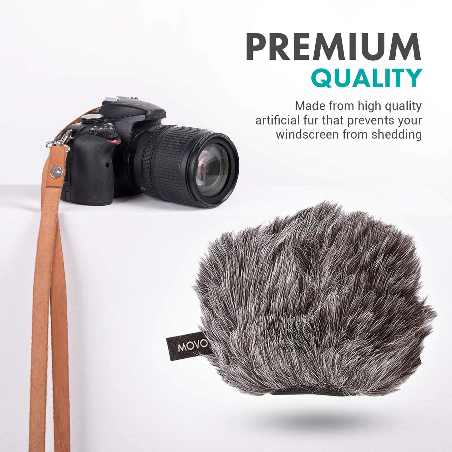 Movo WS-G9 Furry Outdoor Microphone Windscreen Muff for Portable Digital Recorders up to 3" X 1.5" (W x D) - Fits the Zoom H4n, H4n PRO, H5, H6
