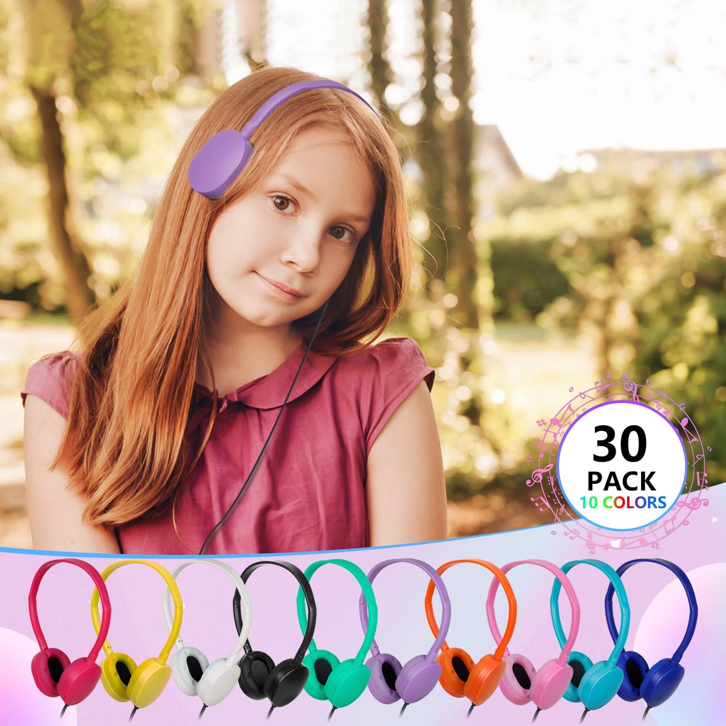 OSSZIT Classroom Kids Headphones Bulk 30 Pack Class Set of Headphones for Students Children Boys Girls Teen Adult,Group Learning, Computer Lab