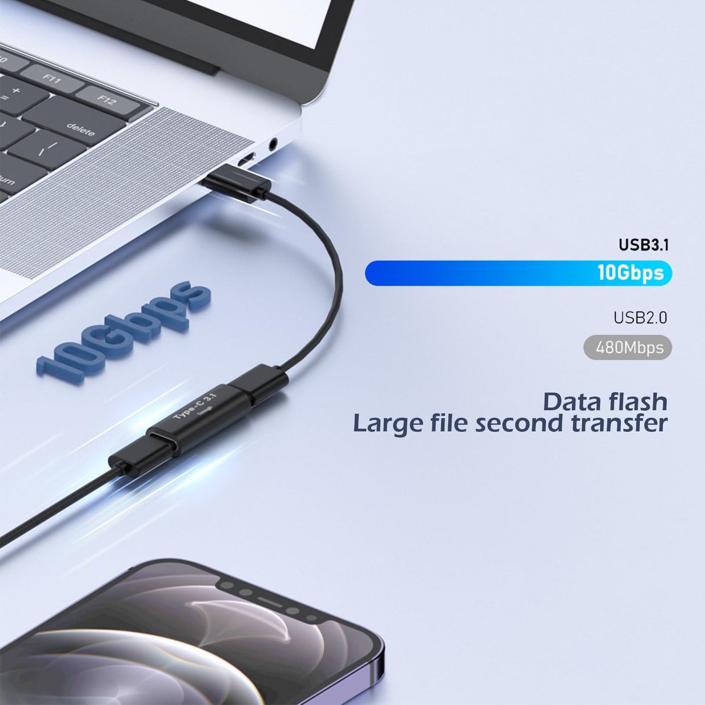 POHFP USB C Female to Female Connector, 10Pack USBC Coupler Supports Up to 10Gbps Data Transfer and 100W Fast Charging