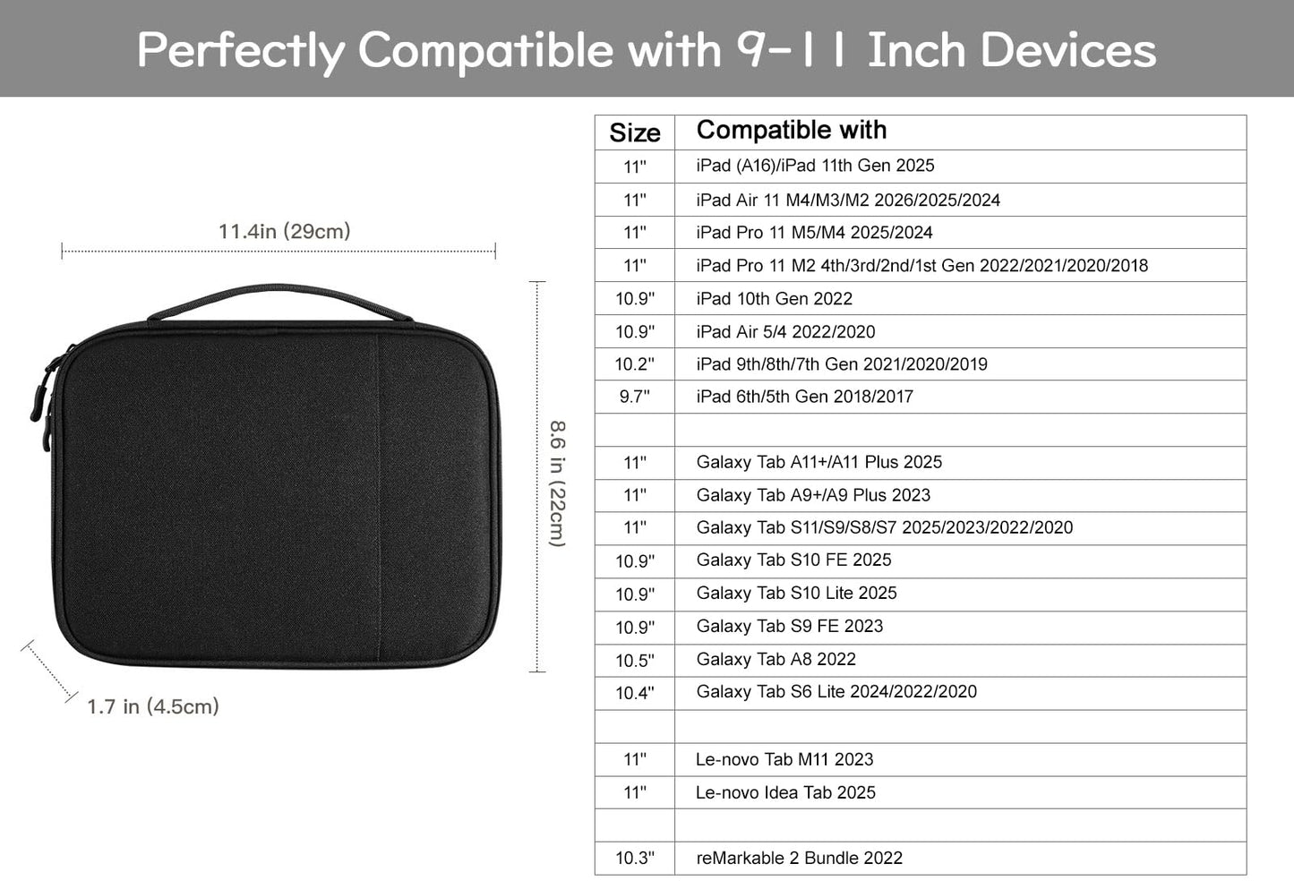 Dadanism Electronics Travel Organizer Case, Double Layers Cord Organizer Travel All-in-One Storage Bag for Cable, Cord, iPad, Chargers, fits 9-11''