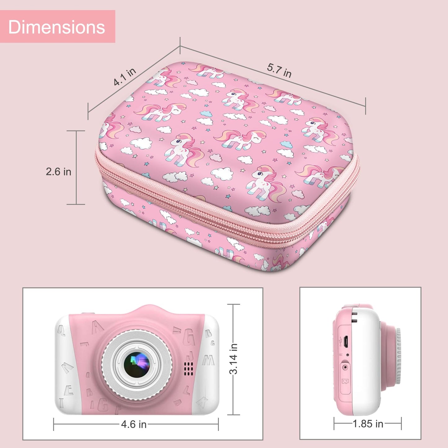 FINTIE Kids Camera Case Compatible with Goopow/Seckton/Dylanto/Mgaolo/Masterbee/CIMELR/Desuccus Kids Digital Camera Toys, Children Carrying Bag