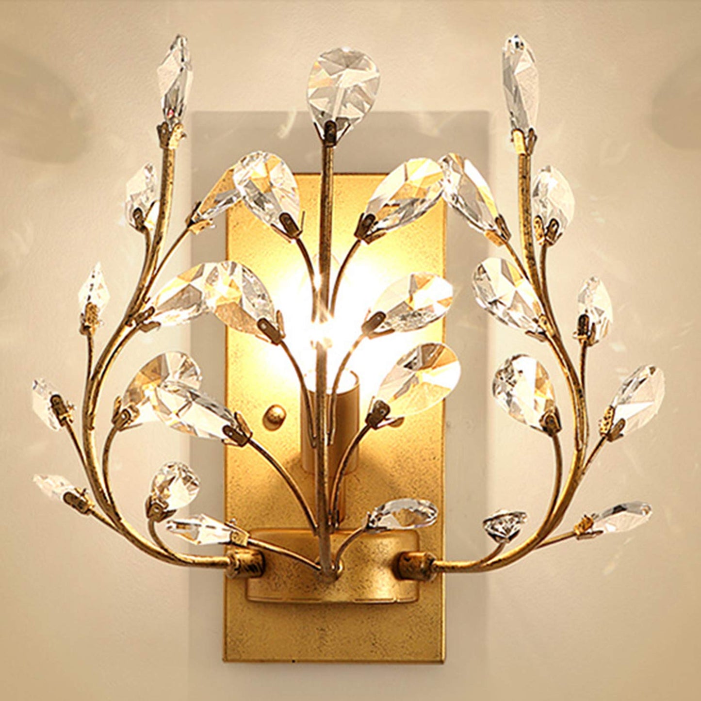 YIYIBYUS LED Golden Crystal Aisle Wall Lamp Lighting, Bedroom Lights Wall Sconce Fixtures Creative Retro Wrought Iron Candle for Dining Room Bathroom