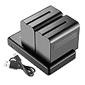 Neewer 2-Pack 6600mAh Li-ion Battery with USB Charger for Sony NP-F550 570 750 770 970 960 975,Sony Handycams,NW CN160 CN-216 LED Light,NW 759 74K 760