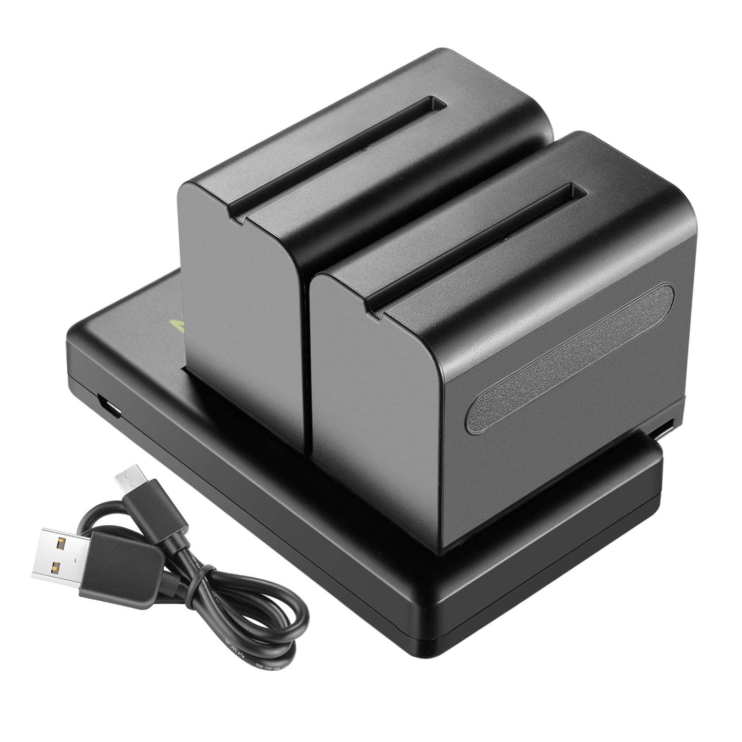 Neewer 2-Pack 6600mAh Li-ion Battery with USB Charger for Sony NP-F550 570 750 770 970 960 975,Sony Handycams,NW CN160 CN-216 LED Light,NW 759 74K 760