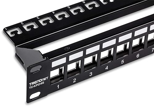 TRENDnet 24-Port Blank Keystone Shielded 1U Patch Panel, 1U 19" Rackmount Housing, Protects Against EMI/RFI Noise, Recommended with TC-K06C6A Cat6A
