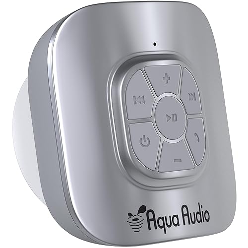 Shower Speaker Bluetooth Waterproof with Suction Cup - 10 Hours Playtime/Built-in Mic (Silver)