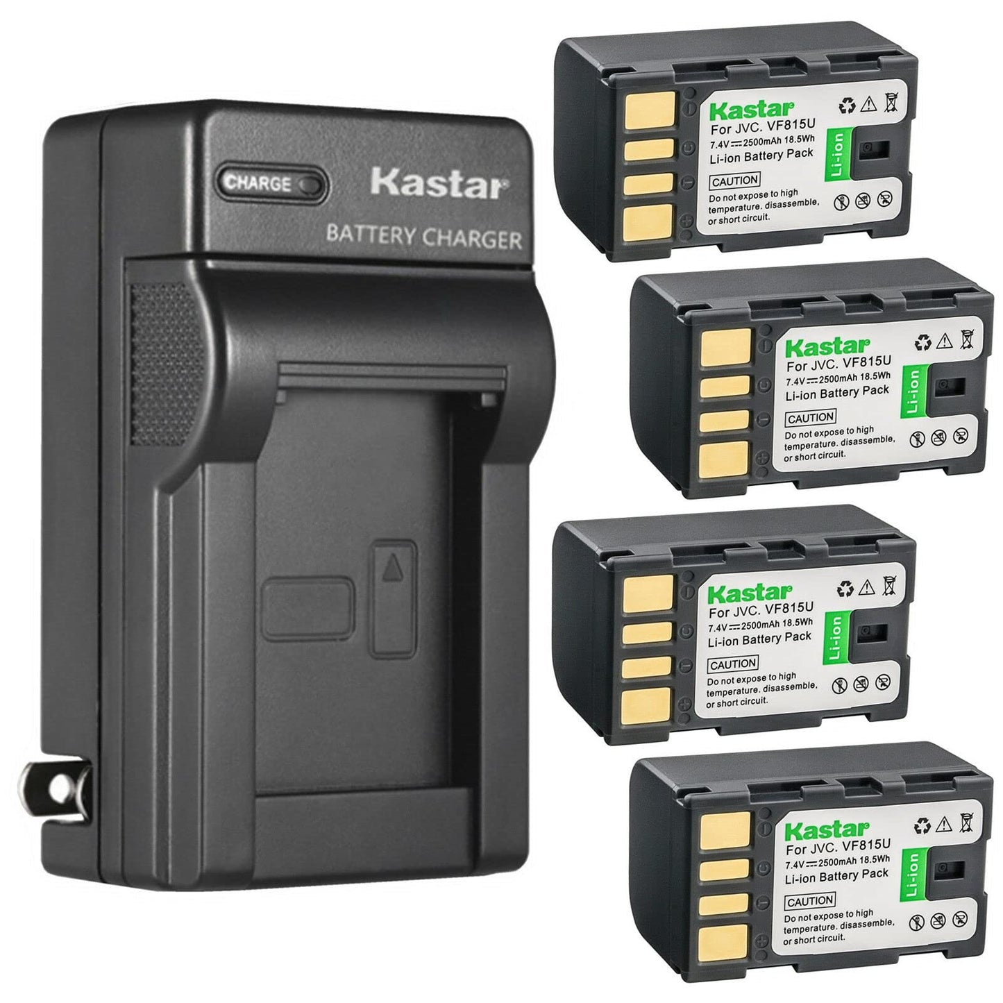 Kastar 4-Pack Battery and AC Wall Charger Replacement for JVC GZ-MG360 GZ-MG360B GZ-MG360BUC GZ-MG360BUS GZ-MG360S GZ-MG361 GZMG361US GZ-MG361US