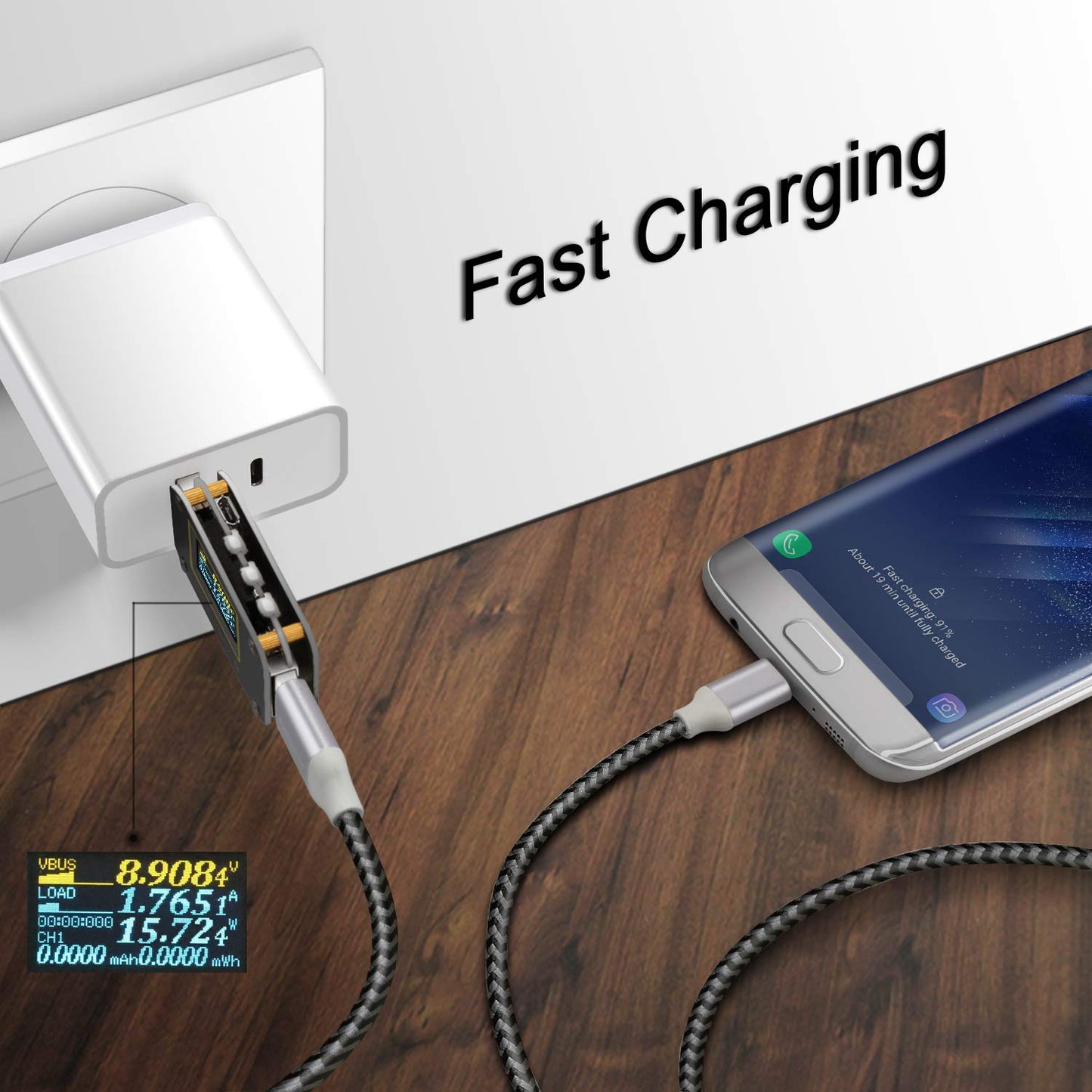 Fasgear Micro USB Cable 10ft 2 Pack 2.4A Fast Charging Android Phone Charger Cord Braided Micro-B 2.0 Cable Compatible for PS4 X-Box One