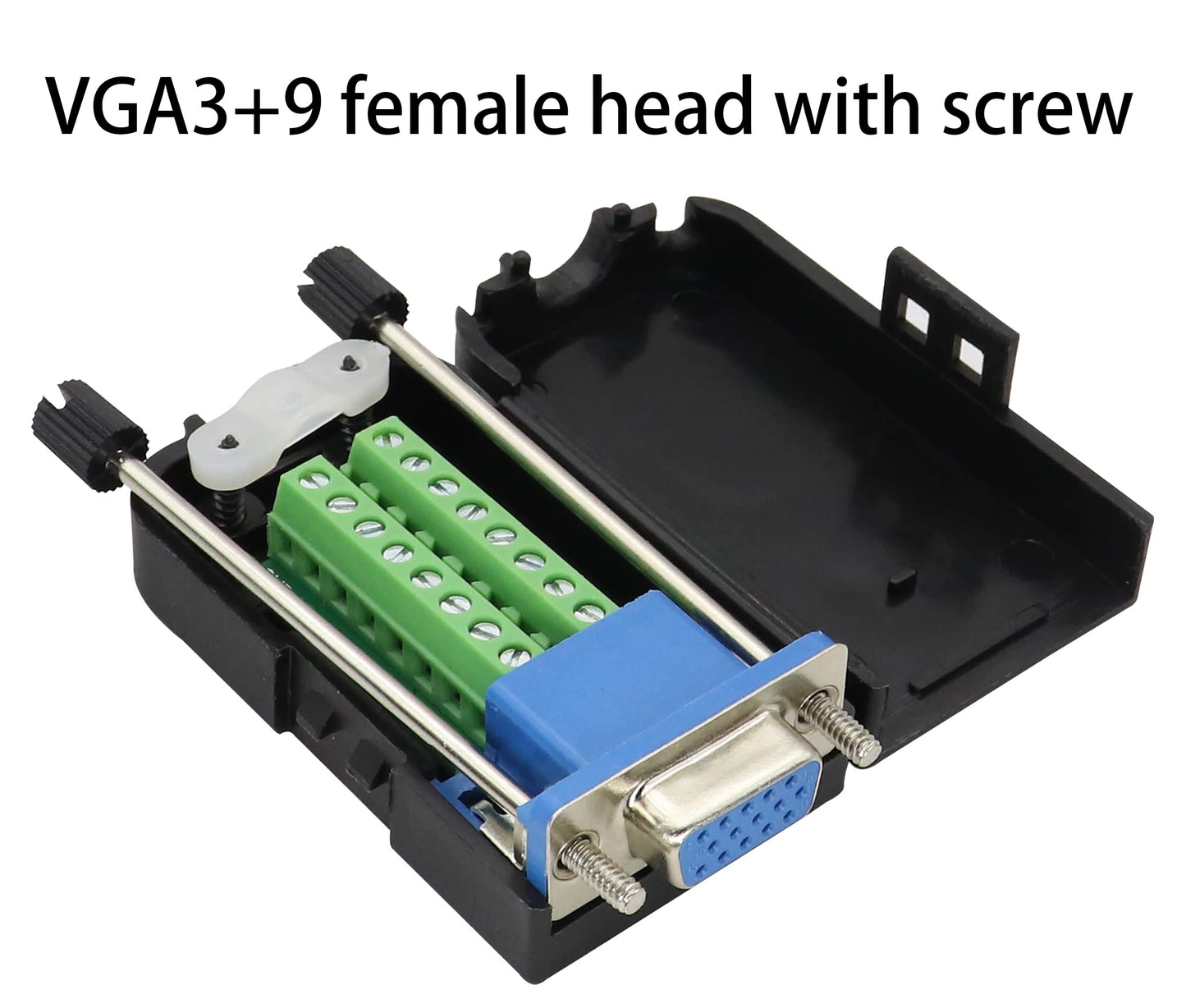 AAOTOKK VGA Bolt Screw Adapte D-SUB DB15 VGA Female Port to 15 Pin/Way Female Terminal Breakout Board Connector DB15 3 Row VGA Terminal Adapter