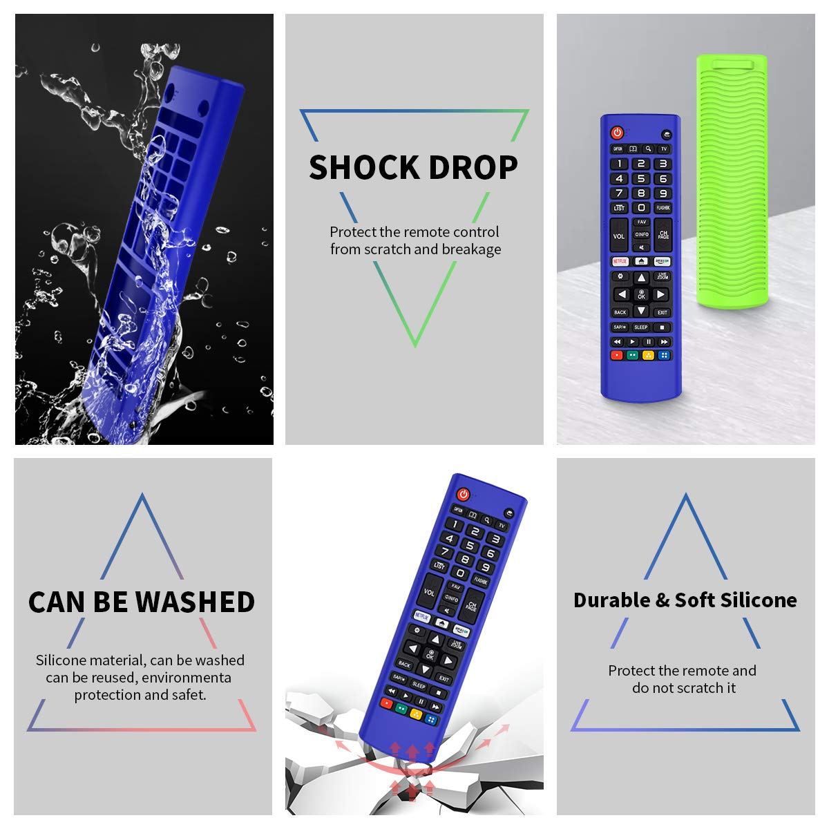 2Pack Silicone Case for LG AKB75095307 AKB75375604 AKB74915305 Remote, Alquar Shockproof Anti-Lost Remote Cover Holder Skin Sleeve Protector for LG
