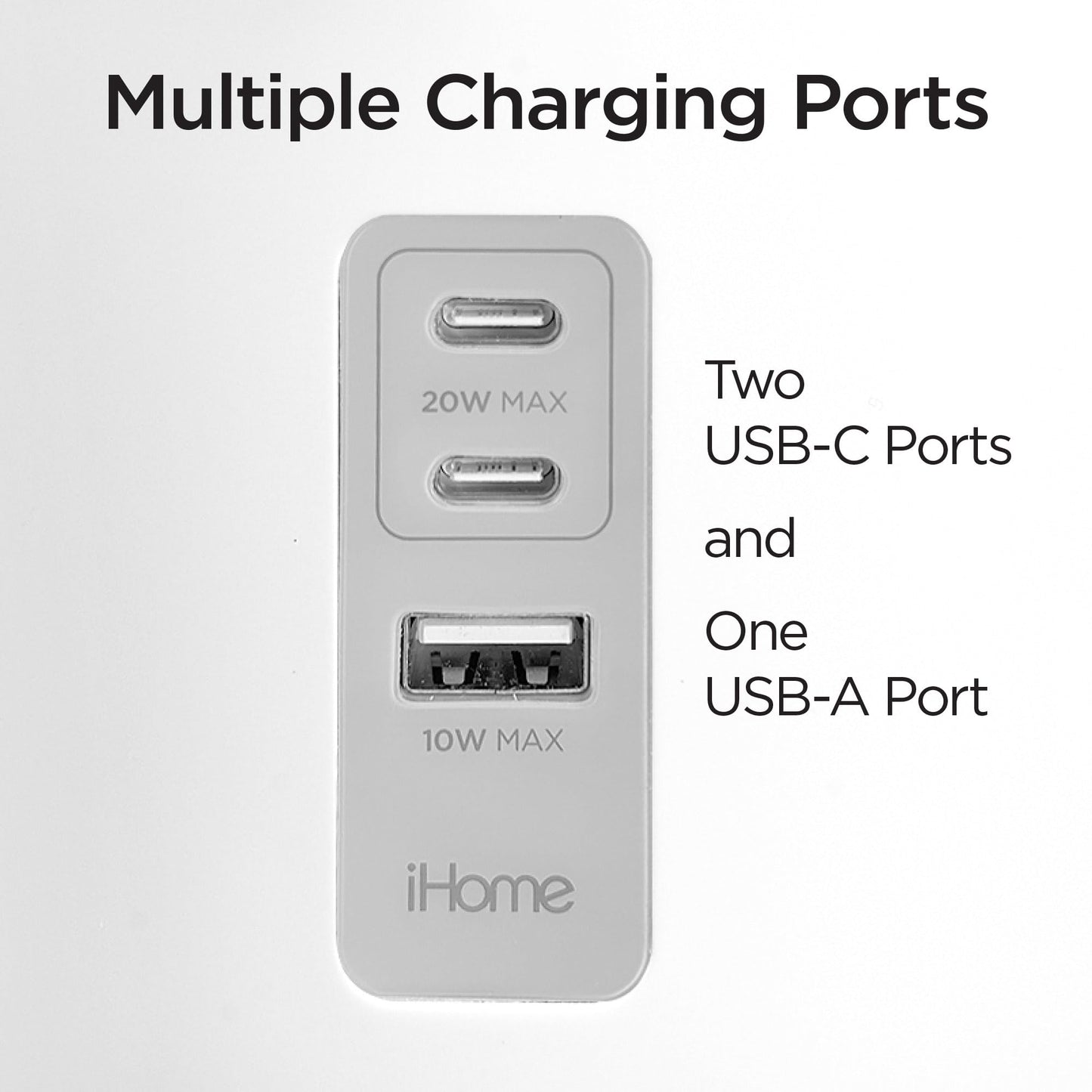 iHome PowerPlant Charging Station, Faux Succulent with USB Charging Station for iPhone, Android, and More - White (iPP45)