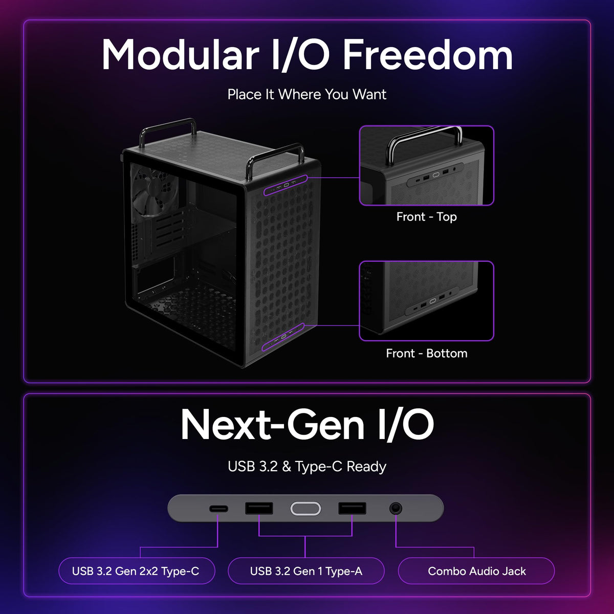Cooler Master QUBE 340 Micro-ATX PC Case, High Airflow, Tempered Glass