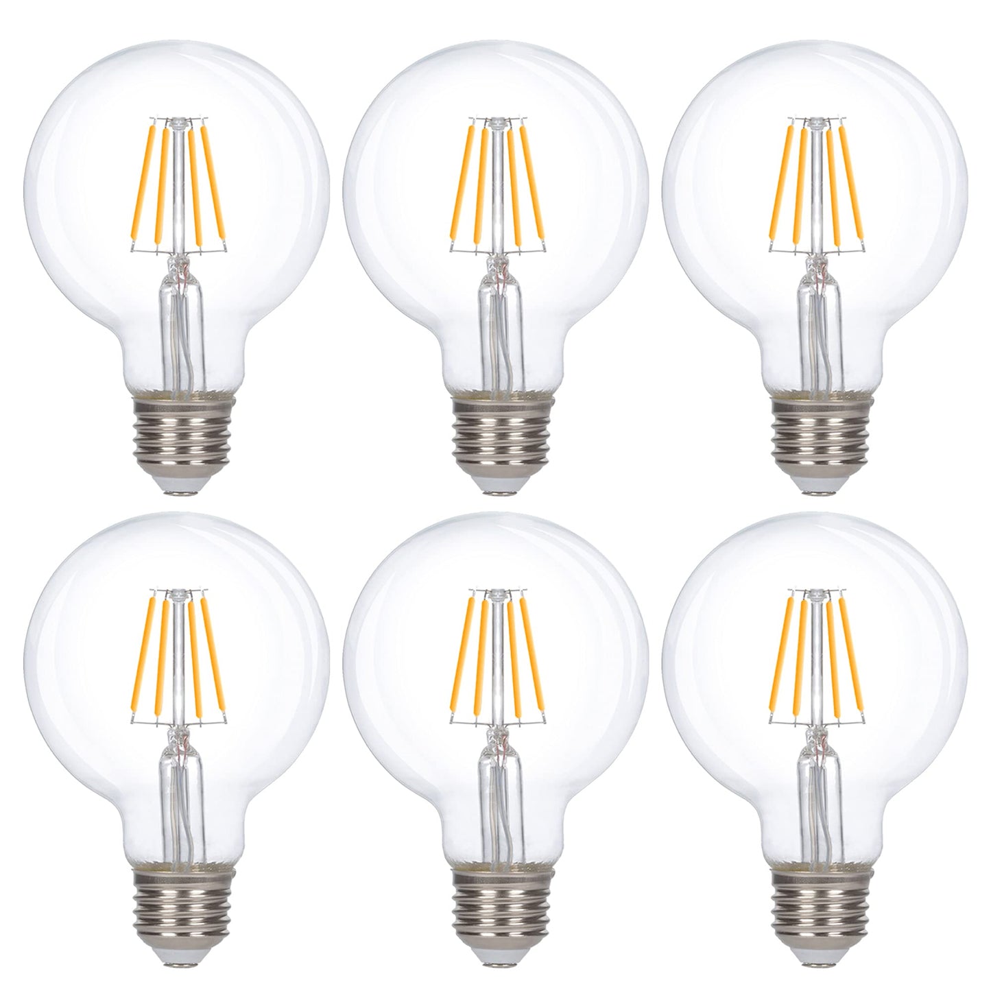 Simba Lighting LED Edison Vintage Filament G25 4W 120V E26, 2700K, 6 Pack