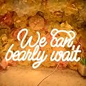 Planzo We Can Bearly Wait Led Neon Light SIgn Baby Shower Wedding Baby Kids Room Nursery Bedroom Hanging Wall Sign Decor USB Bear Light Up Sign