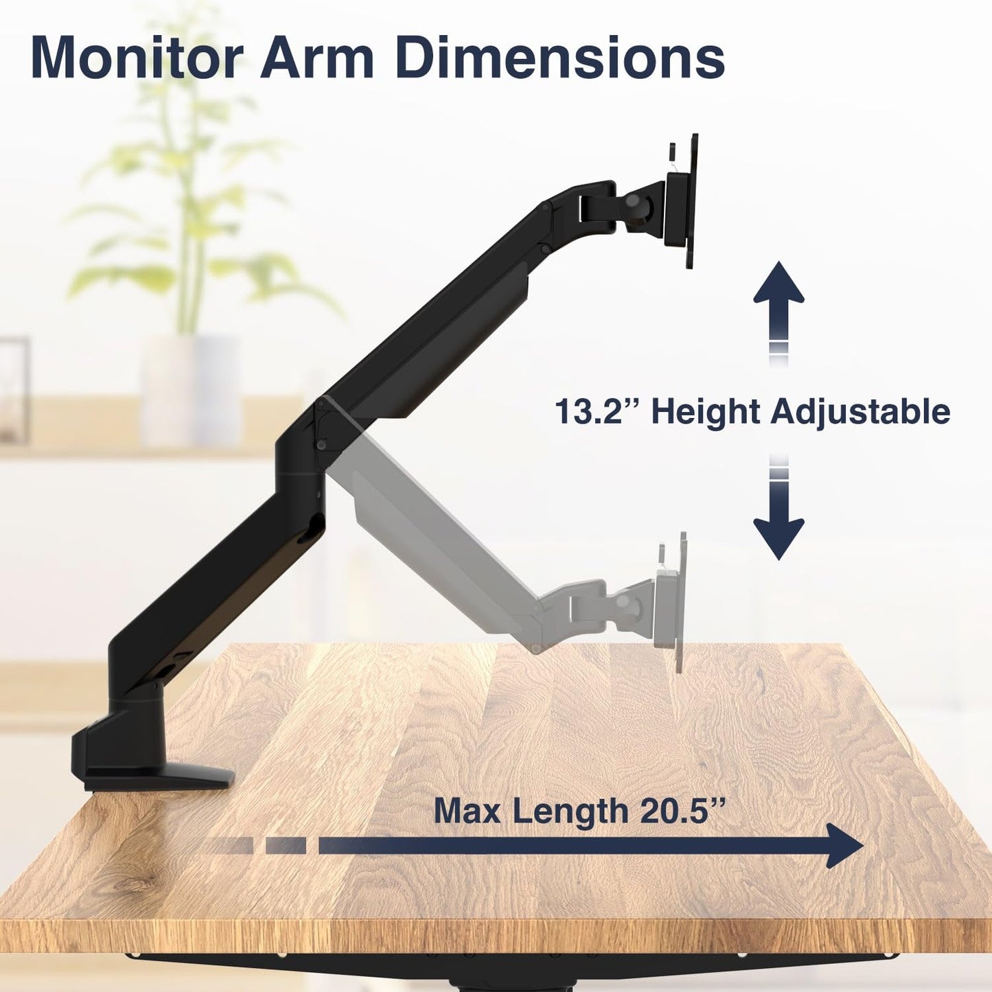 Desky Single Monitor Arm - VESA Mount 17"-32" Screen Full Motion Desk Clamp & Grommet Base - Adjustable Tilt, Swivel, Rotation - Matte Black
