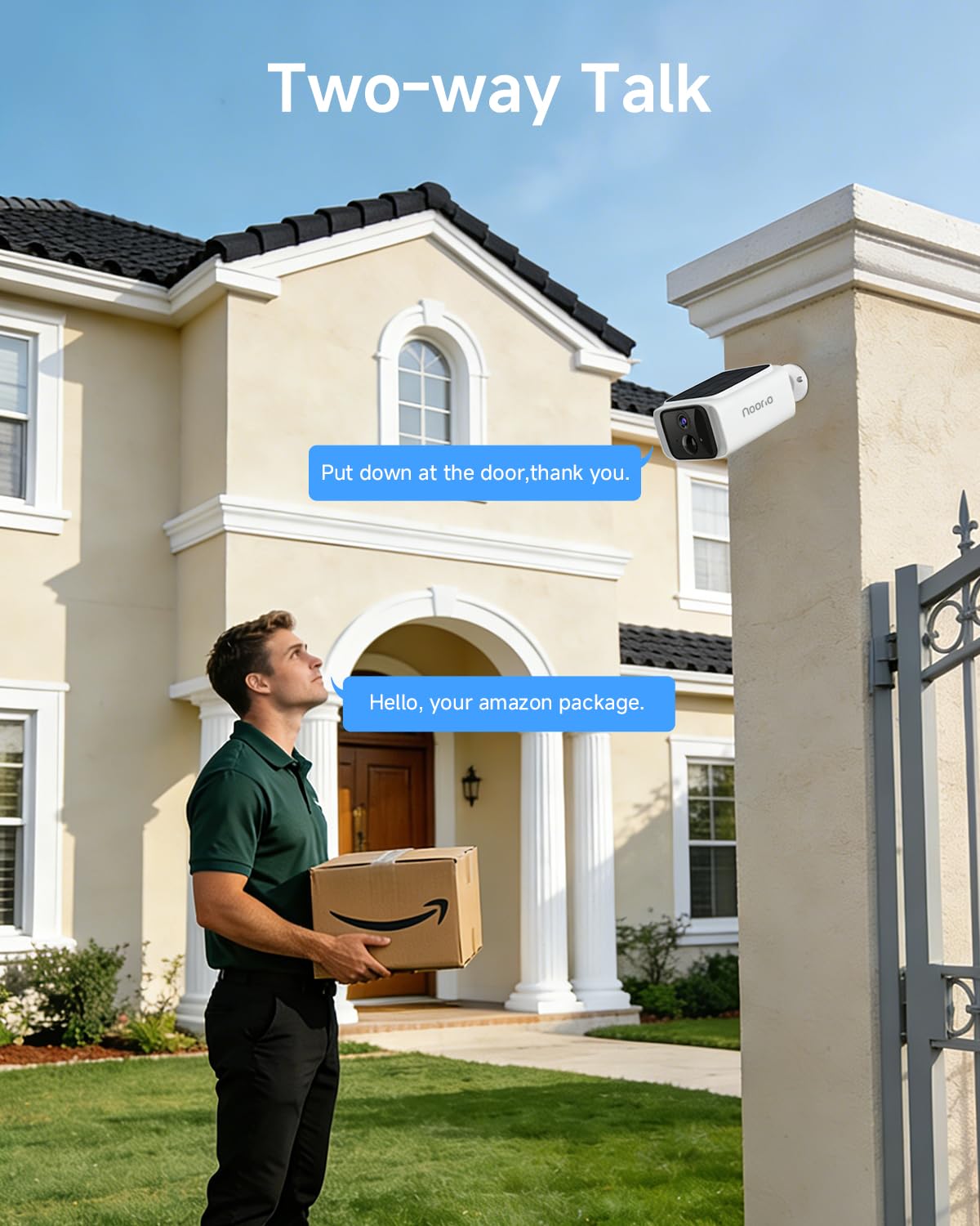 Noorio 2K Solar Security Cameras Wireless Outdoor, 2.4/5G WiFi Camera for Home Security with Fix Solar Panel, No Monthly Fee, 2Mins DIY Installation