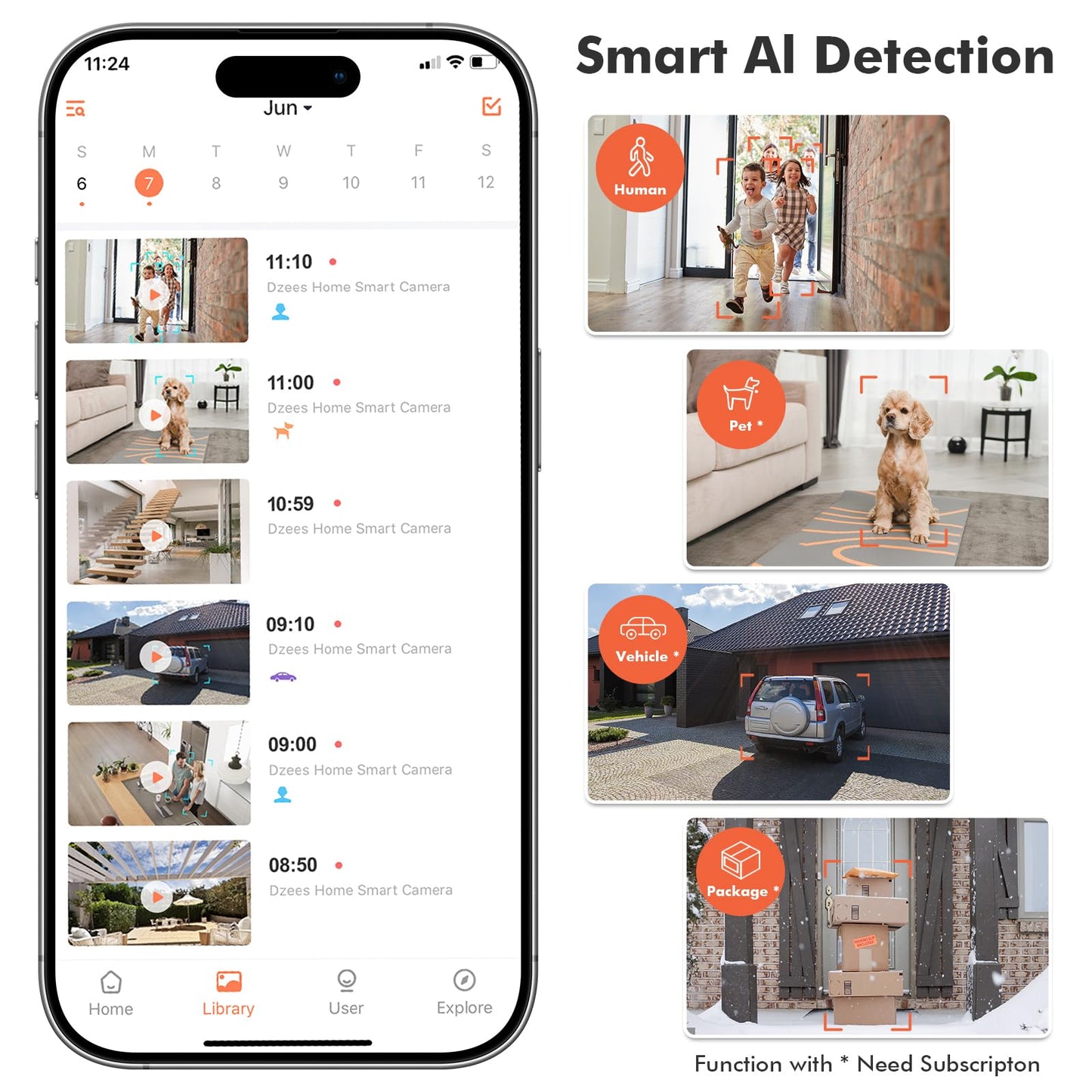 Dzees Outdoor Camera Wireless, 2K Battery Powered WiFi Surveillance Camera for Home Security System with Siren Alarm & Spotlight, Motion Detection