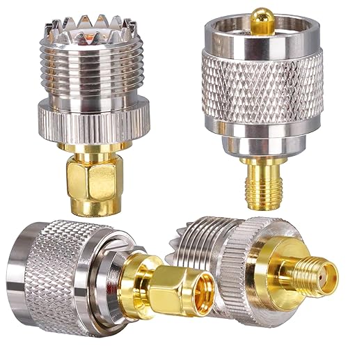 TUOLNK SMA to UHF PL259 CB Radio Antenna Adapter, PL259 to SMA Coax Cable Connectors, SO239 Coax Adapter Kit 4 Type Set for FPV Antennas, Coaxial