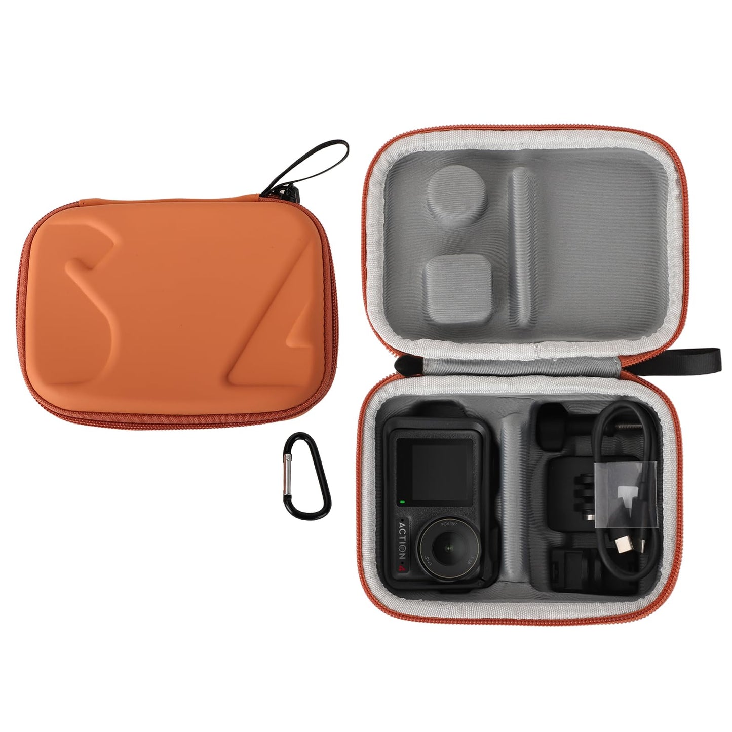 FSIDIWT Carrying Case for DJI Osmo Action 5 Pro/4/3, Portable PU Storage Travel Bag for DJI Osmo Action 5 Pro/4/3 Accessories (Orange)