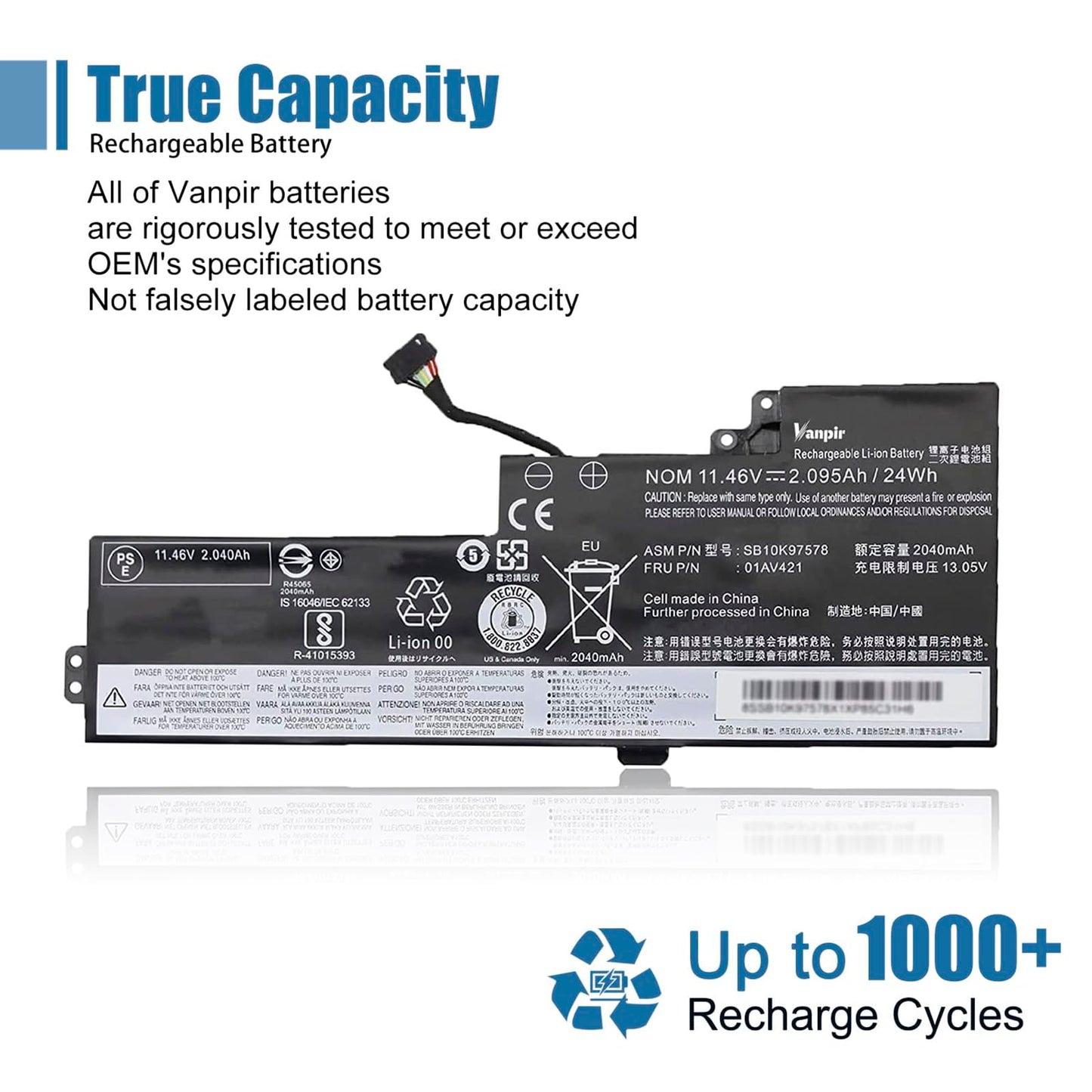 VANPIR 01AV421 T470 T480 Laptop Battery Replacement for Lenovo ThinkPad A475 A485 TP25 Series Notebook SB10K97578 01AV419 01AV420 01AV489 SB10K97576