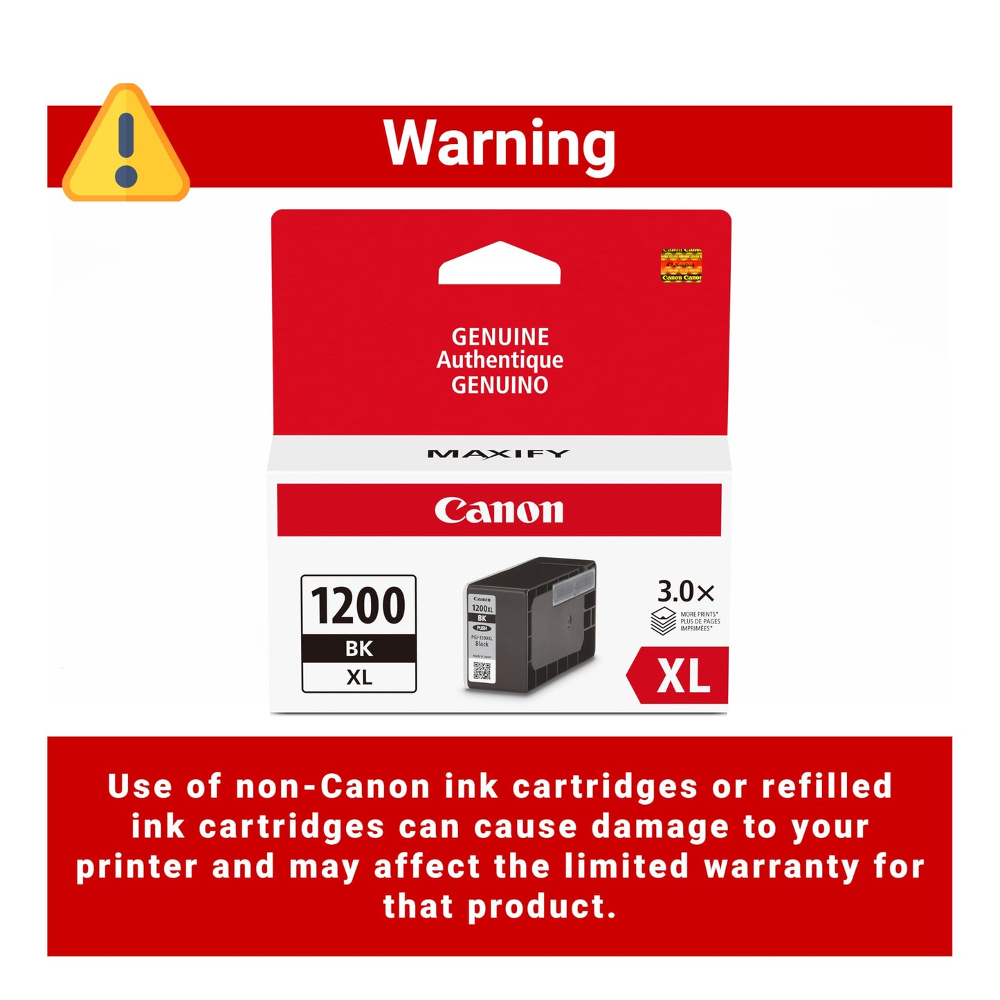 Canon PGI-1200 Genuine Pigment Black Ink Tank, Compatible with MB2120, MB2720, MB2020, and MB2320 Printers