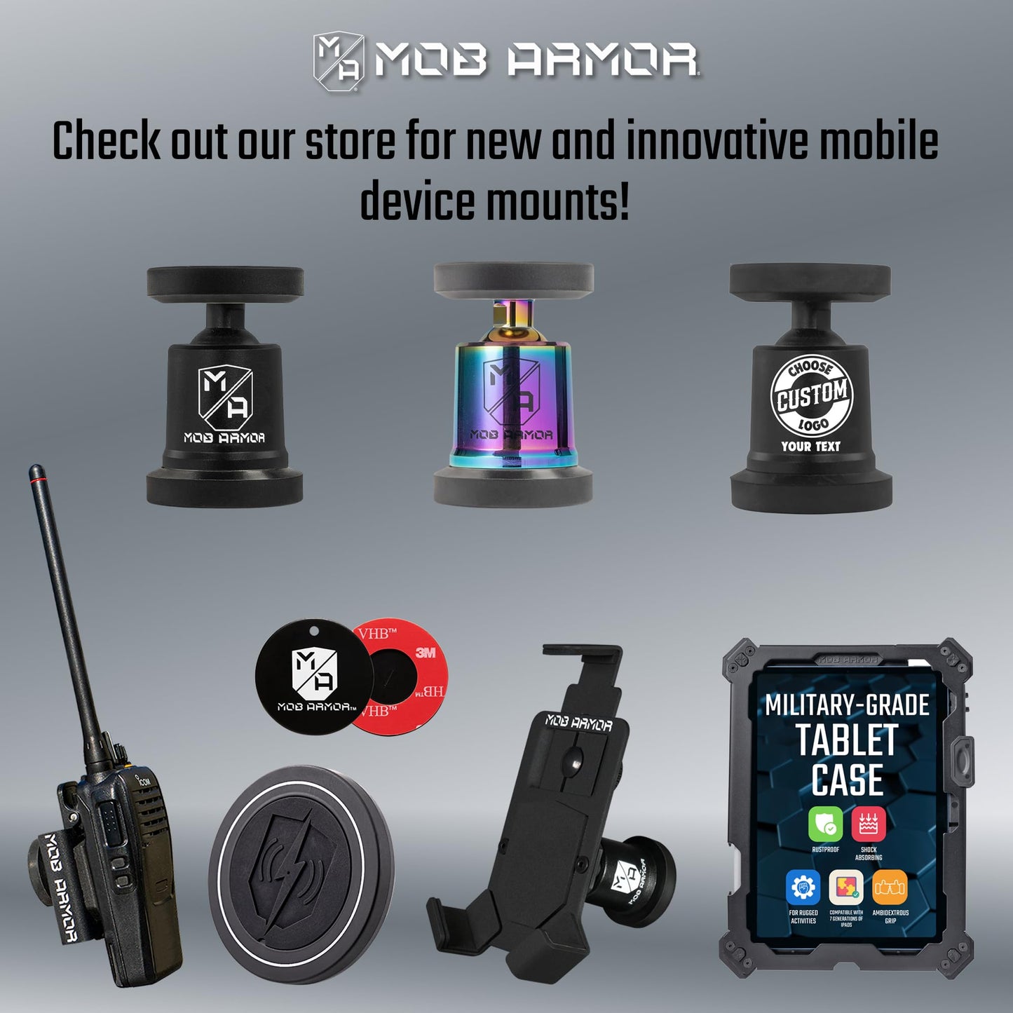 Mob Armor MobNetic Maxx - USA Assembled Magnetic Phone Holder for Car, Magnetic Car Phone Mount, 90-Degree Tilt, 360-Degree Rotation, Aluminum Metal