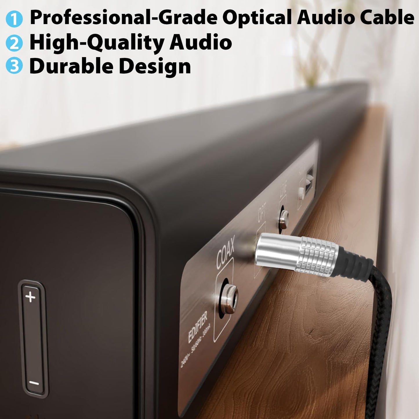 Cyberguys! Optical Audio Cable, Digital Optical Cable with Toslink Connectors, Braided Digital Audio Cables for Soundbar, TV, Receiver, Speaker, Xbox