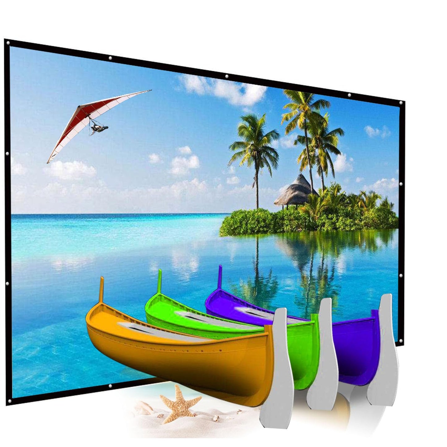 200 Inch Portable Projector Screen Outdoor, YF2009SZ 16:9 Foldable HD Large Thick Canvas Movie Screen for Home Theater Office Presentation Outside