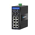 HGW-808S - 8x RJ45 + 8x SFP ports Gigabit Ethernet Industrial fiber switch, DIN rail mount, -40 to +75 Celsius