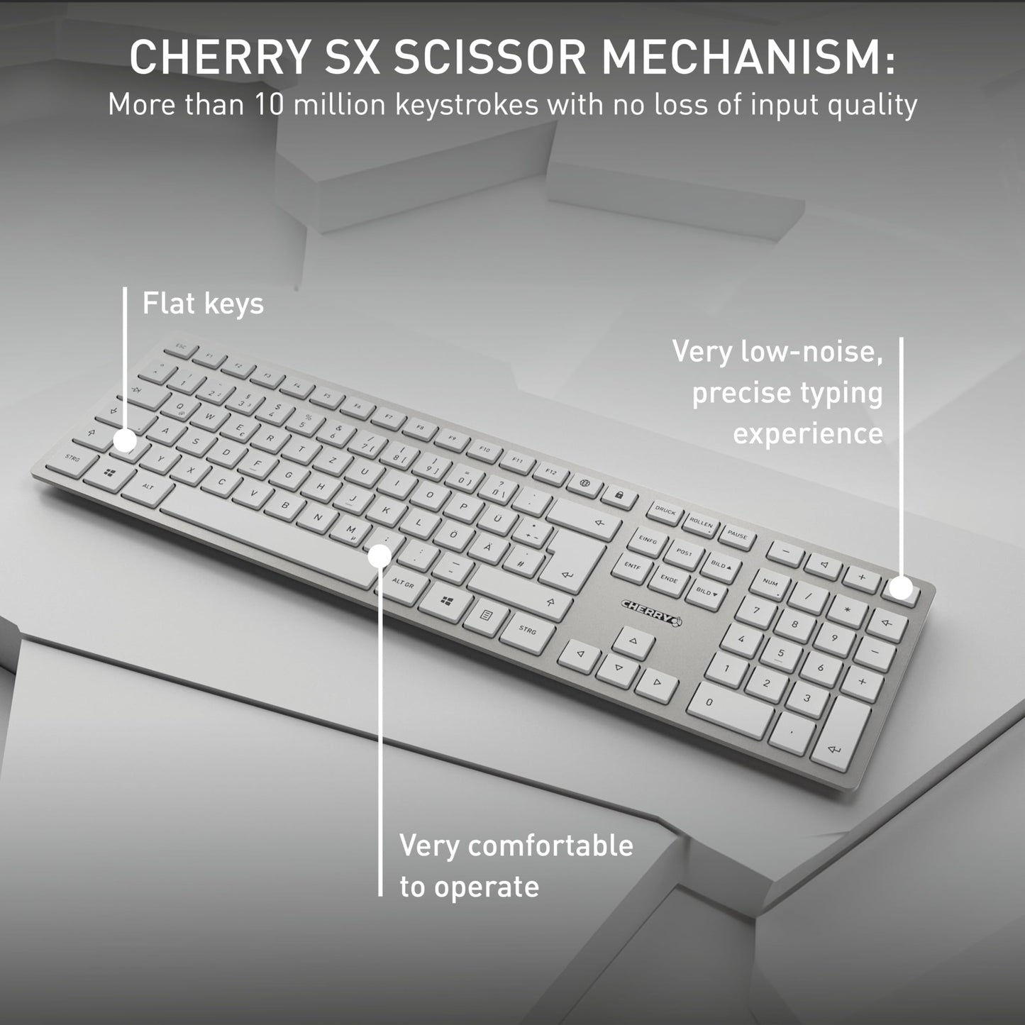 CHERRY DW 9100 Slim, Wireless Keyboard and Mouse Set, Bluetooth & 2.4 GHz RF Connection, Quiet Keys, Comfortable Writing, Rechargeable, QWERTY