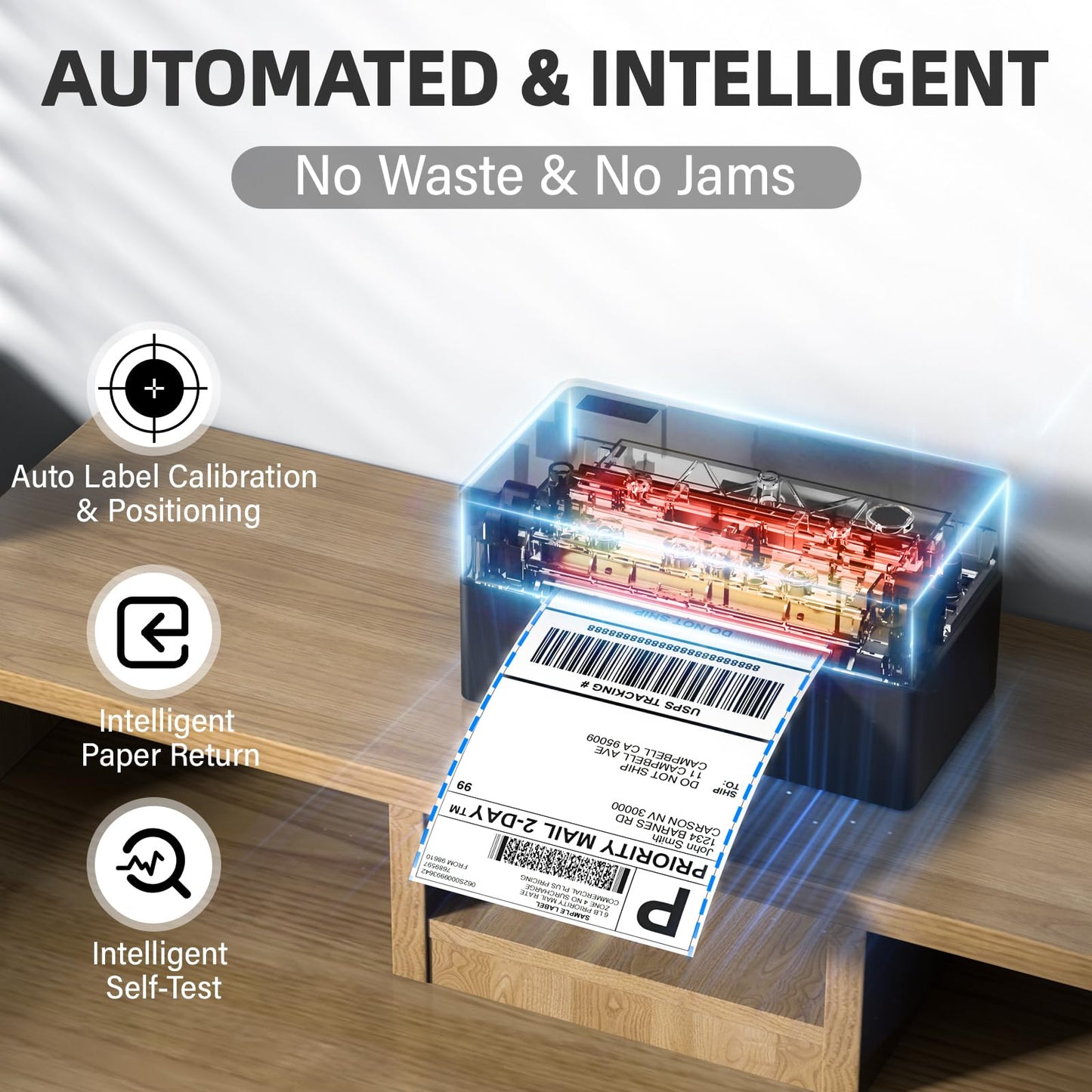 PEDOOLO Label Printer, 4x6 Shipping Label Thermal Printer for Packages, Bluetooth Conection and Compatible with Android. iPhone.Windows, Mac