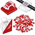 Blulu 100 Pcs Adhesive Cable Wire Clips, Outdoor Light Clips, Cord Management Wire Organizer Cord Holder for Holiday String Lights, Under Desk, Car
