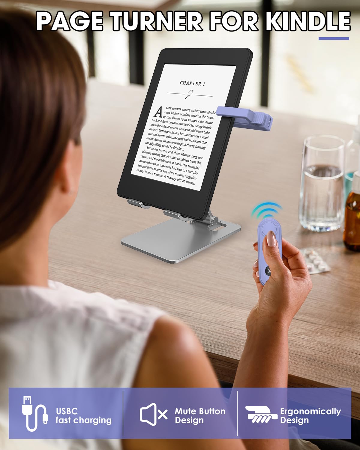 Inncarvs Remote Page Turner for Kindle Reading Accessories, Clicke for iPad iPhone Android Tablets E-Book Reading Noels, Camera Remote Shutter Selfie