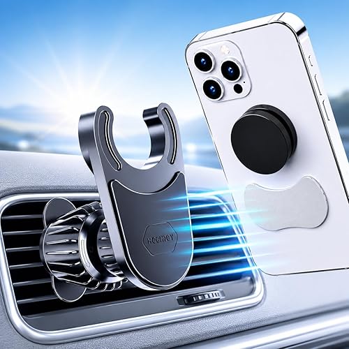 MCCHJoy 2X-Hold Magnetic Car Mount for PopSockets, Easy to Install Air Vent Mount, Adjustable and Secure, Fits All Phones All Socket Grips, Upgraded
