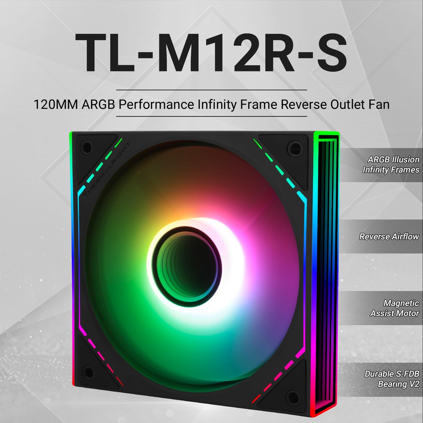 Thermalright TL-M12R-S CPU ARGB Fan 120mm Case Cooler Fan ARGB, 4pin PWM Connector Silent Computer Fan with S-FDB Bearing,Desktop Cooling (TL-M12R-S)