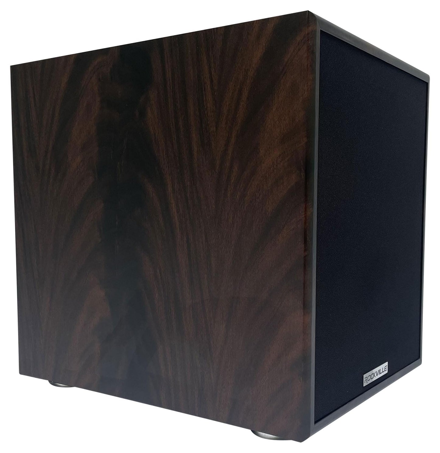 Rockville Rock Shaker Dark Wood 400W 8-Inch Powered Subwoofer, Deep Bass, Adjustable Controls, Stylish Finish, for Home Theater and Music