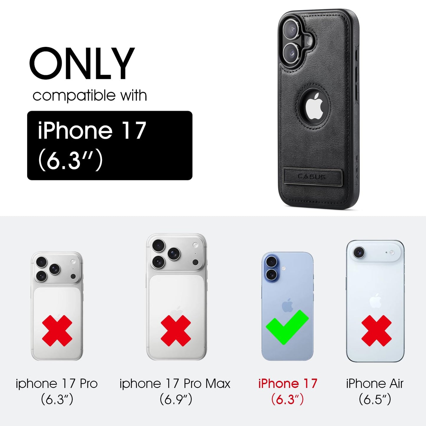 Casus Designed for iPhone 15 pro max Case Compatible with Kickstand Vegan Leather Slim Classic Luxury Elegant Thin Protective Cover with Tempered