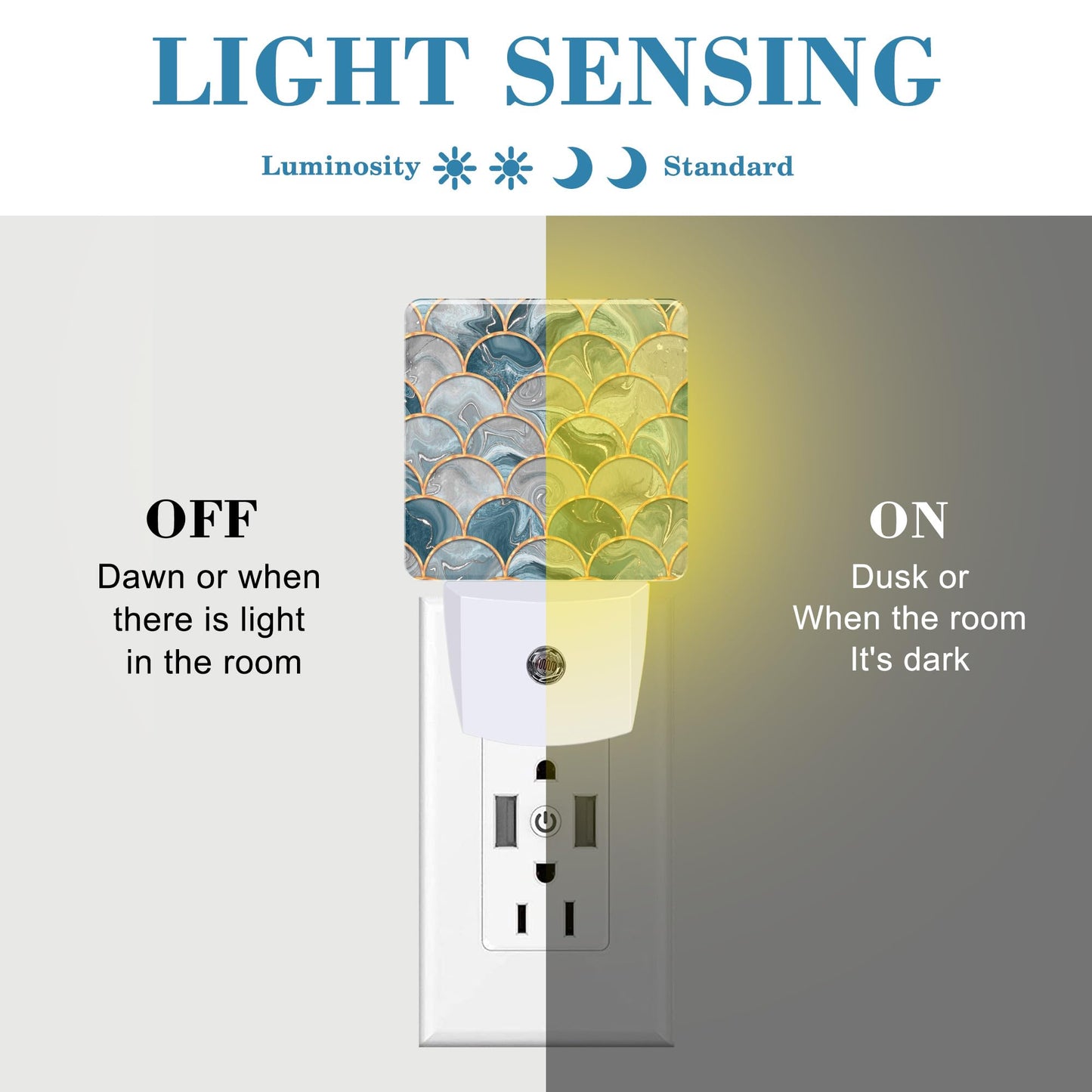 Uiaoiais Golden Fluid Marble Texture Night Light Plug into Wall with Dusk to Dawn Sensor Cute Nightlight for Kid Girls Boys Women Men Room Decor