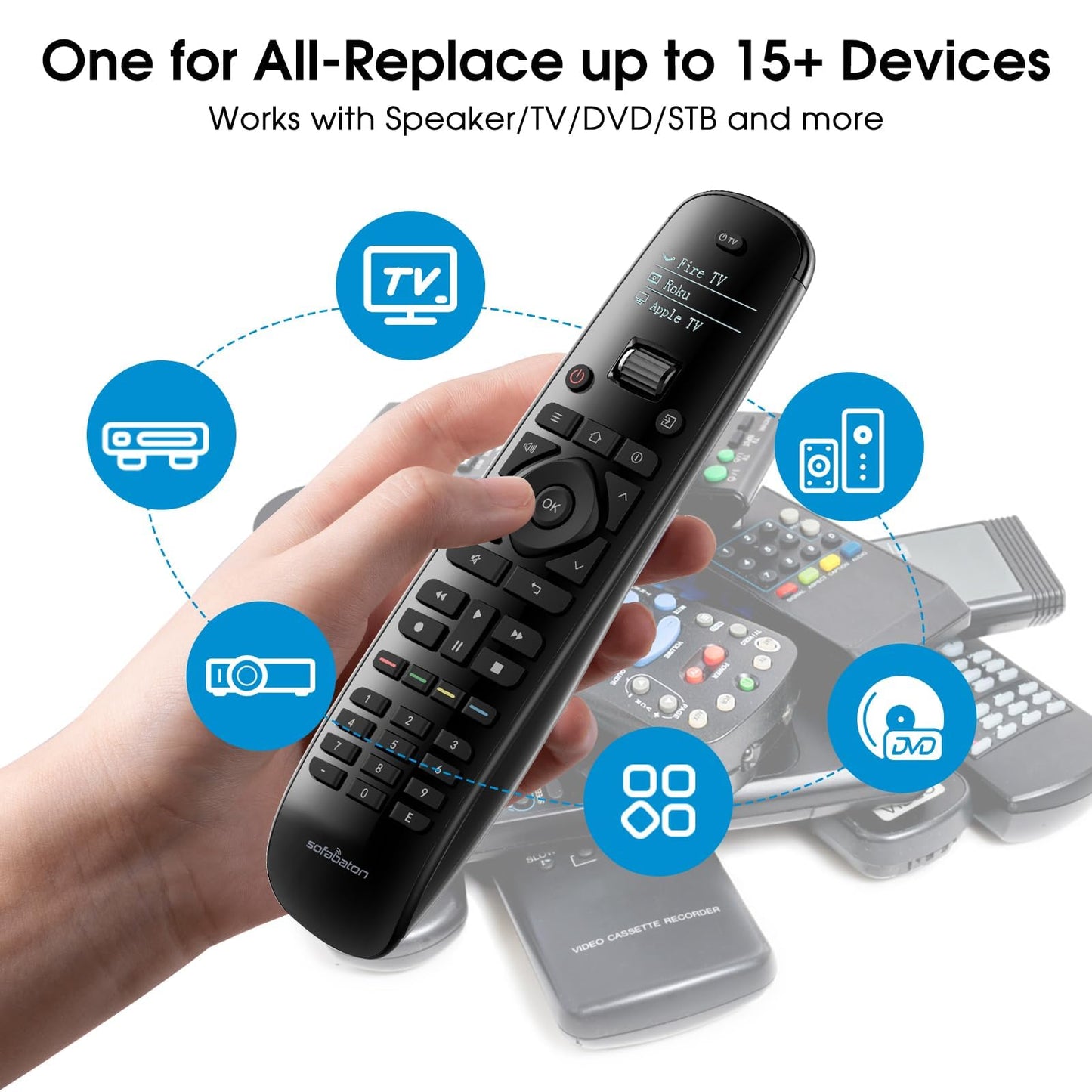 SofaBaton U2 Upgrade Universal Remote Control Ergonomic Universal TV Remote with Backlight, One-Touch Macro Buttons, Bluetooth Pairing, IR Blaster